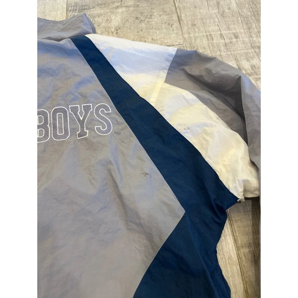 Dallas Cowboys Stadium Apparel Kids Windbreaker Jacket Grey Navy Blue Size 16/18